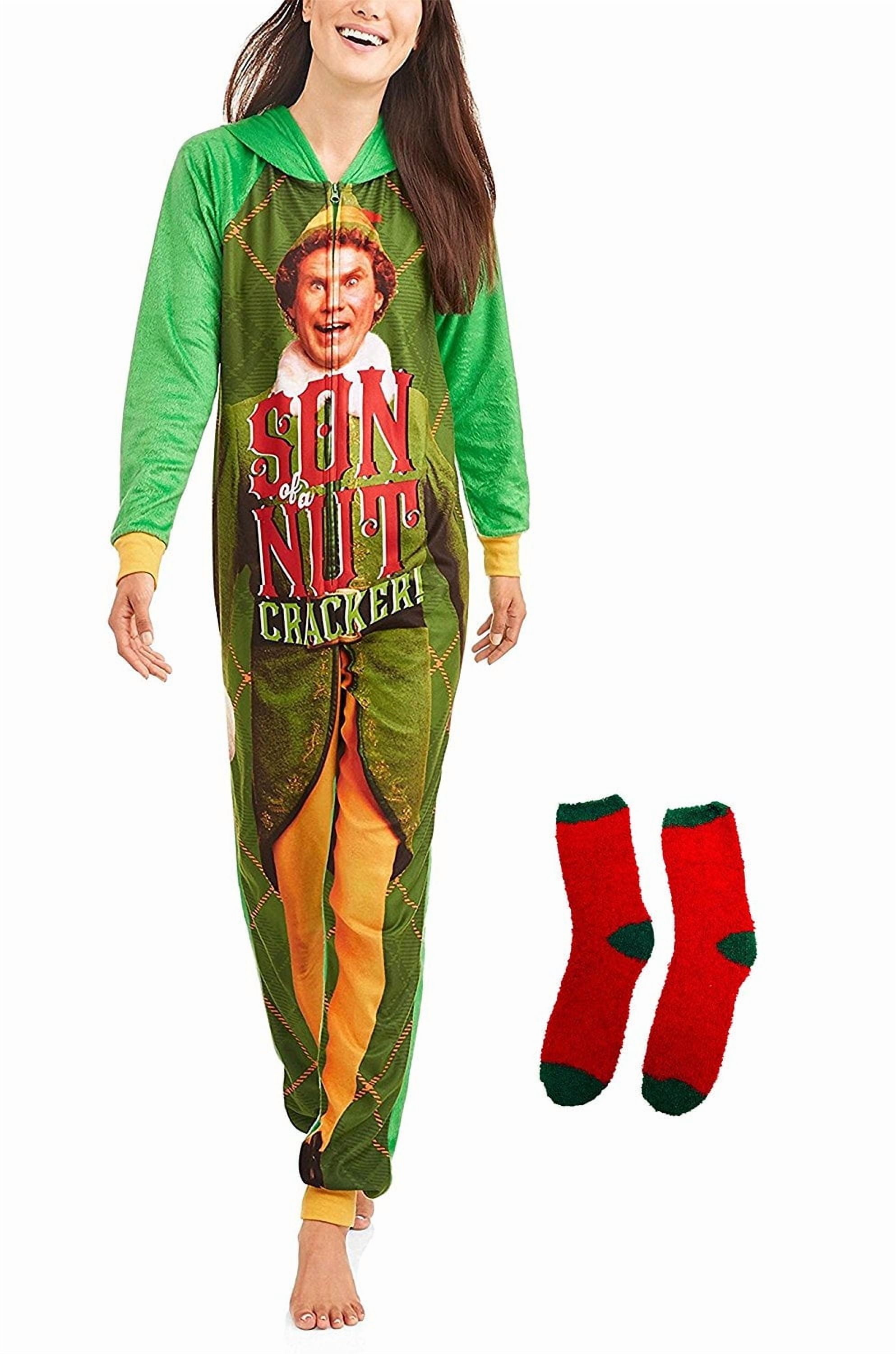 Buddy The Elf Women's 3XL Pajama Union Suit One Piece With Sock Set 3XL
