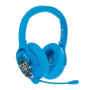 BuddyPhones Cosmos+, Over-Ear Bluetooth Wireless Noise Cancelling Kids Headphones with Detachable Boom Mic, 3 Volume Limiting Settings, Voice Enhance StudyMode, 24-Hrs Battery, Foldable, Cool Blue