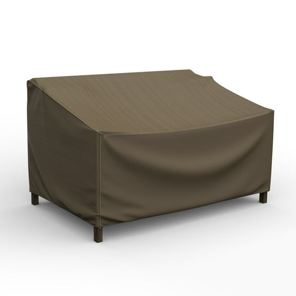 Budge 74"Wx31"L Black and Tan Patio Sofa Cover, StormBlock™ Hillside