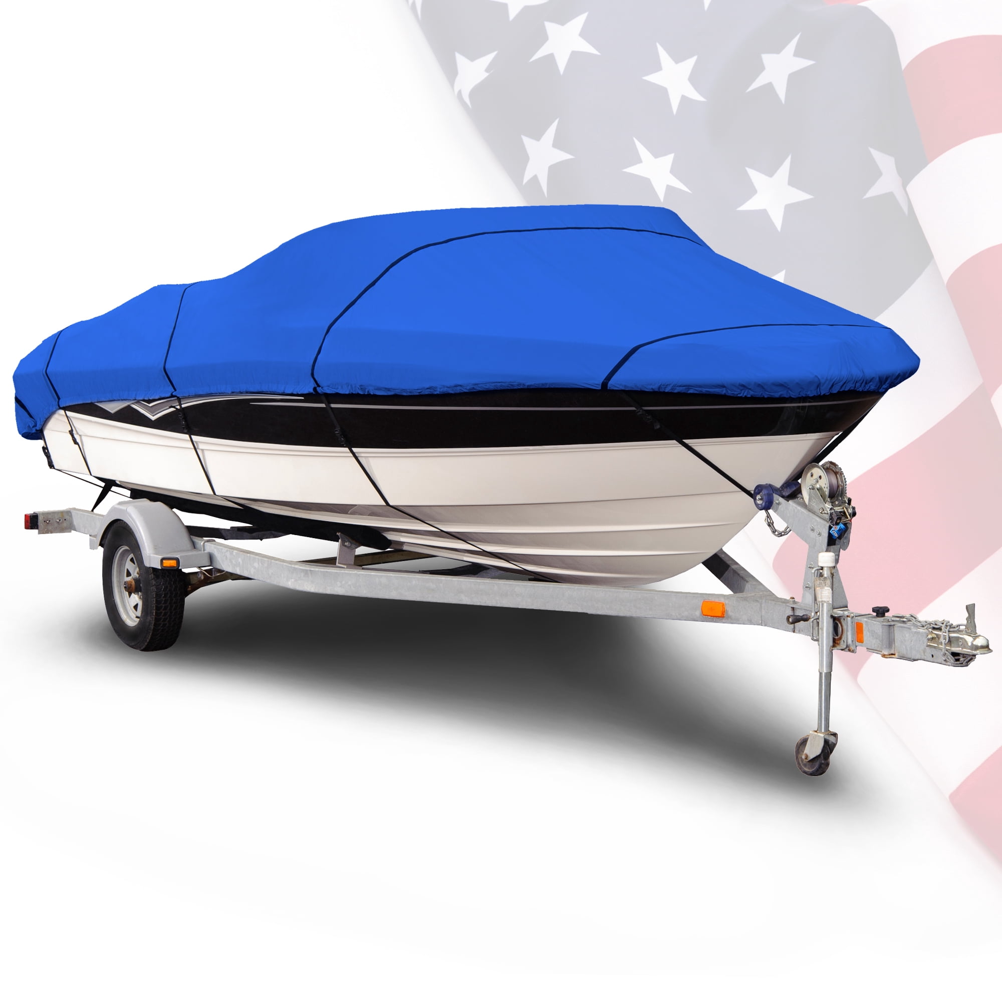 Budge American Flagship Boat Cover, Fits V-Hull Fishing Boats, Blue, 20'-22' Long (Beam Width Up to 106")