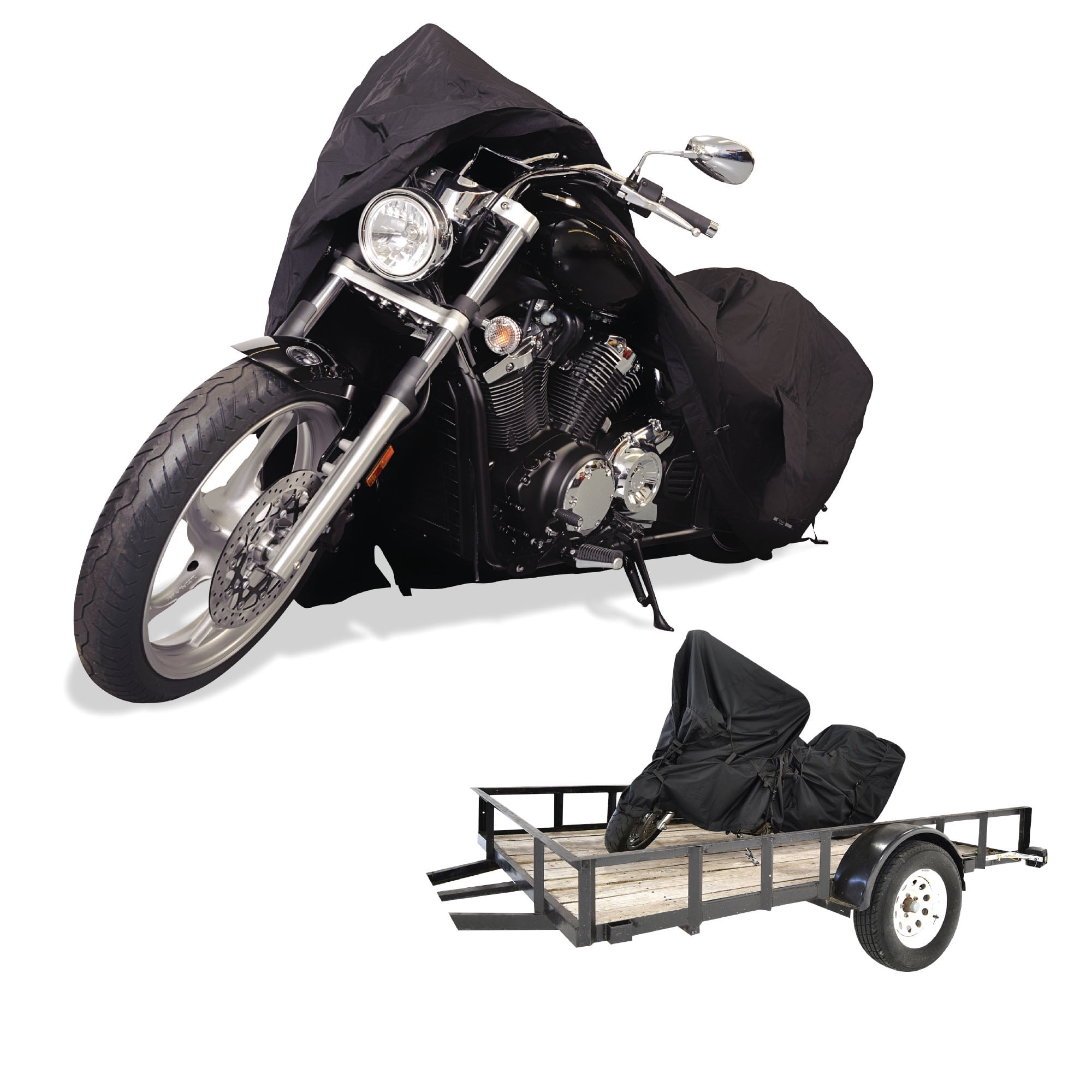 Budge Sportsman Trailerable, Waterproof Motorcycle Cover, Heavy-Duty All Weather Indoor and Outdoor Cover, Size 2 for Extra Large Motorcycles, Black