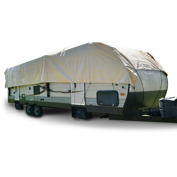 Budge Industries RV Rooftop Cover Fits Multiple RV Classes up to 50' Long (Tan, Polyester), 50' Long x 20' Wide