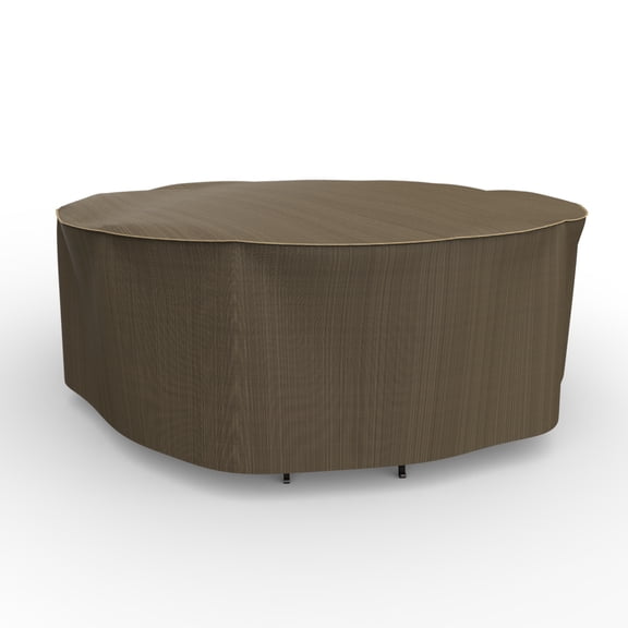 Budge L Black and Tan Patio Round Table/Chairs Cover, StormBlock™ Hillside