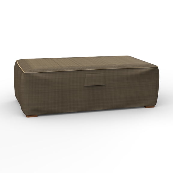 Budge Large Black-Tan Patio Ottoman/Table Cover, StormBlock™ Hillside