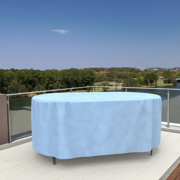Budge Large Blue Patio Outdoor Oval Table Cover, All-Seasons