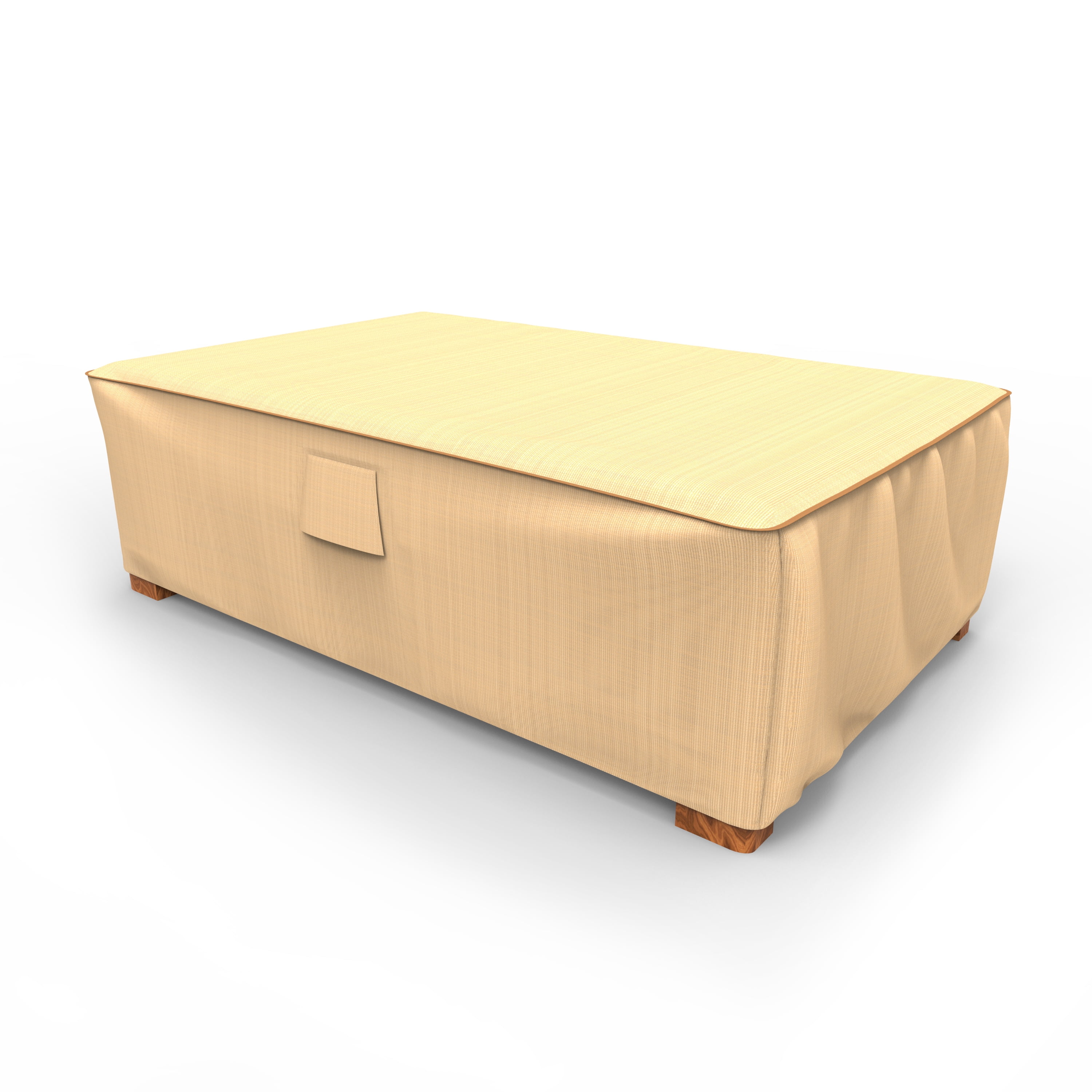Budge Large Tan Patio Ottoman/Table Cover, StormBlock™ Savanna