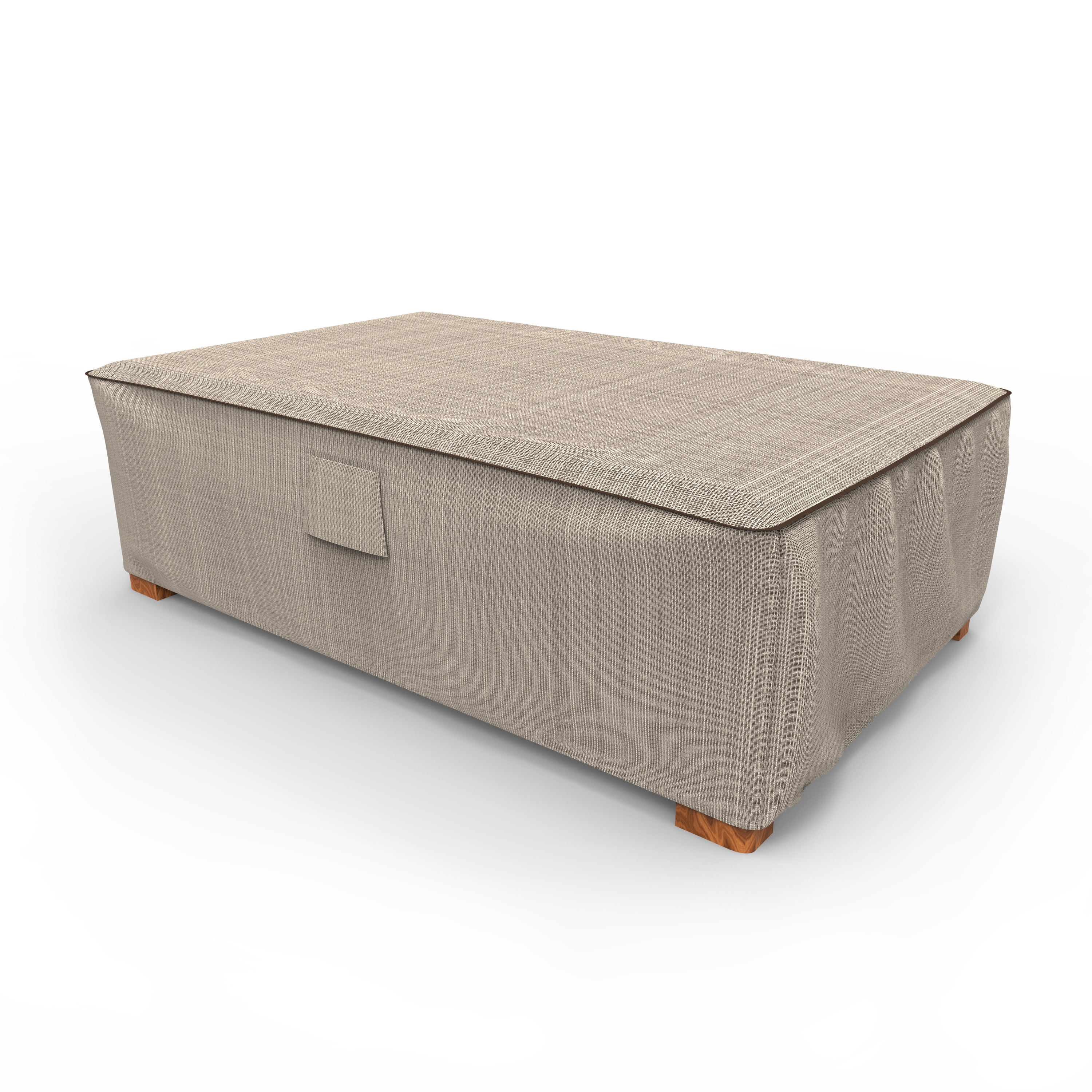 Budge Large Tan Tweed Patio Ottoman / Table Cover, English Garden