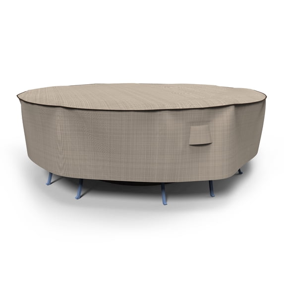 Budge Large Tan Tweed Patio Round Table/Chairs Cover, English Garden