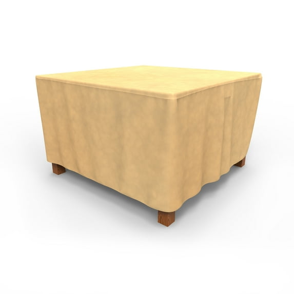 Budge Medium 48" Beige Patio Square Table Cover, All-Seasons