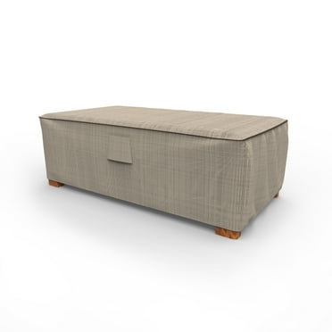 Budge Medium Black Ivory Patio Ottoman/Table Cover, StormBlock™ Mojave