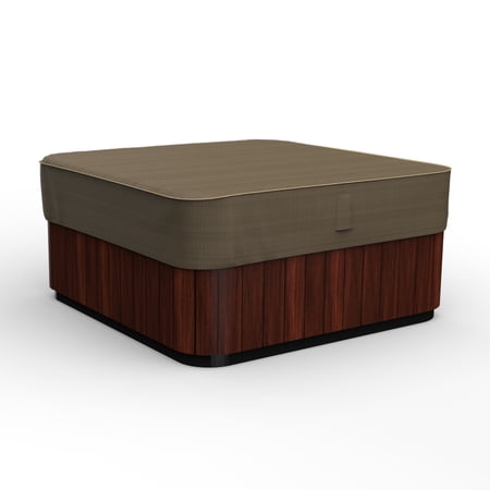 Budge Medium Black and Tan Patio Square Hot Tub Cover, StormBlock™ Hillside