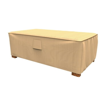 Budge Medium Tan Patio Ottoman/Table Cover, StormBlock™ Savanna