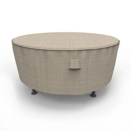 Budge Round Patio Table Cover, Large, 60"x28",Tan Tweed, English Garden