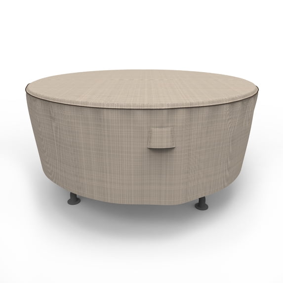Budge Round Patio Table Cover, Large, 60"x28",Tan Tweed, English Garden