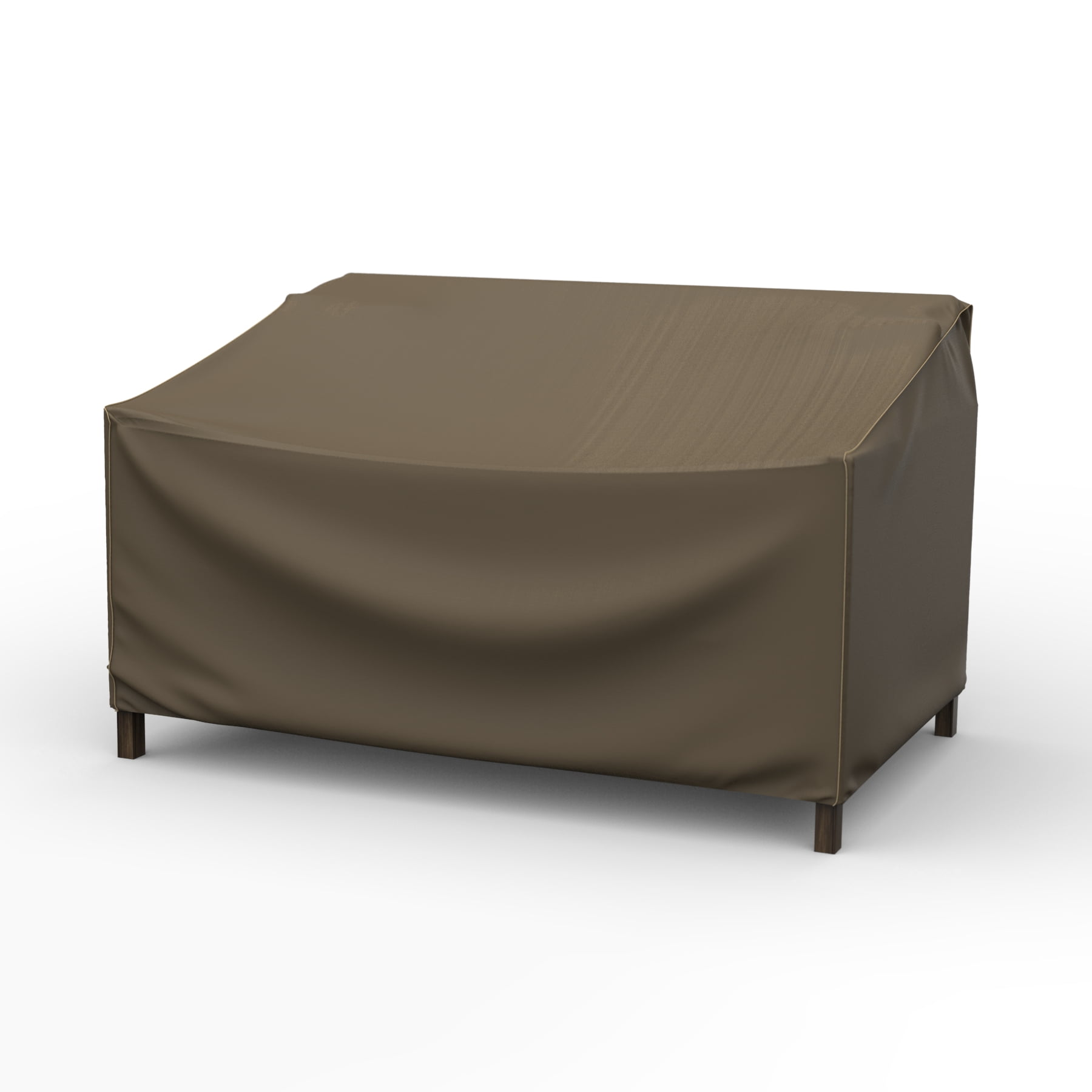 Budge Small Black and Tan Patio Loveseat Cover, StormBlock™ Hillside