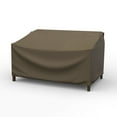thumbnail image 1 of Budge Small Black and Tan Patio Loveseat Cover, StormBlock™ Hillside, 1 of 9