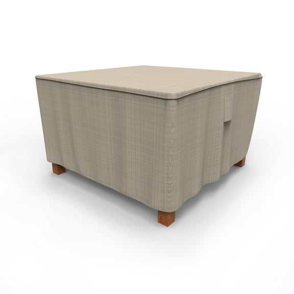 Budge Square Patio Table Cover, Medium - 28"x48"x48", Brown / Beige, English Garden