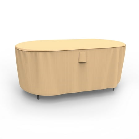 Budge XLarge Beige Patio Outdoor Oval Table Cover, Sedona