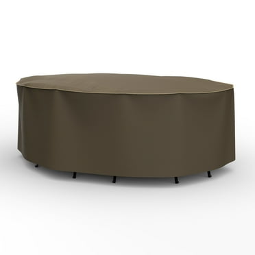 Budge XXL Black and Tan Patio Oval Table/Chairs Cover, StormBlock™ Hillside
