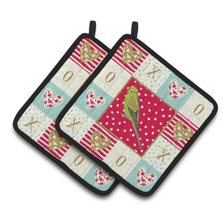 Budgerigar Love Pair of Pot Holders