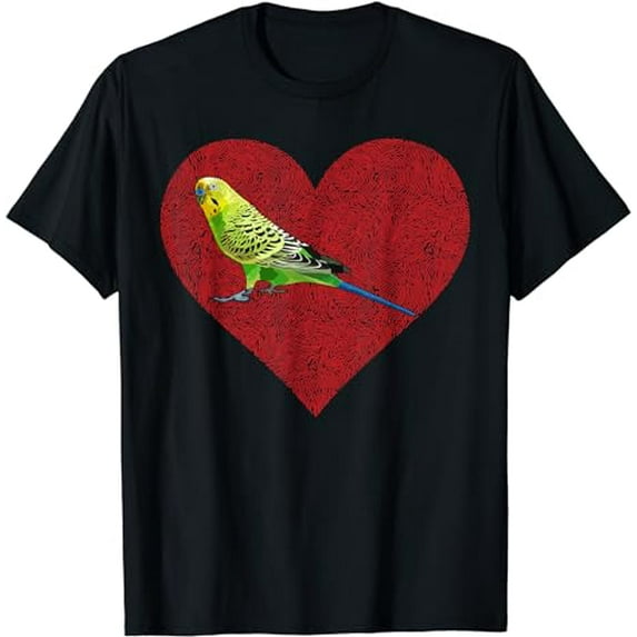 Budgerigar Valentines Day Bird Love Fingerprint T-Shirt