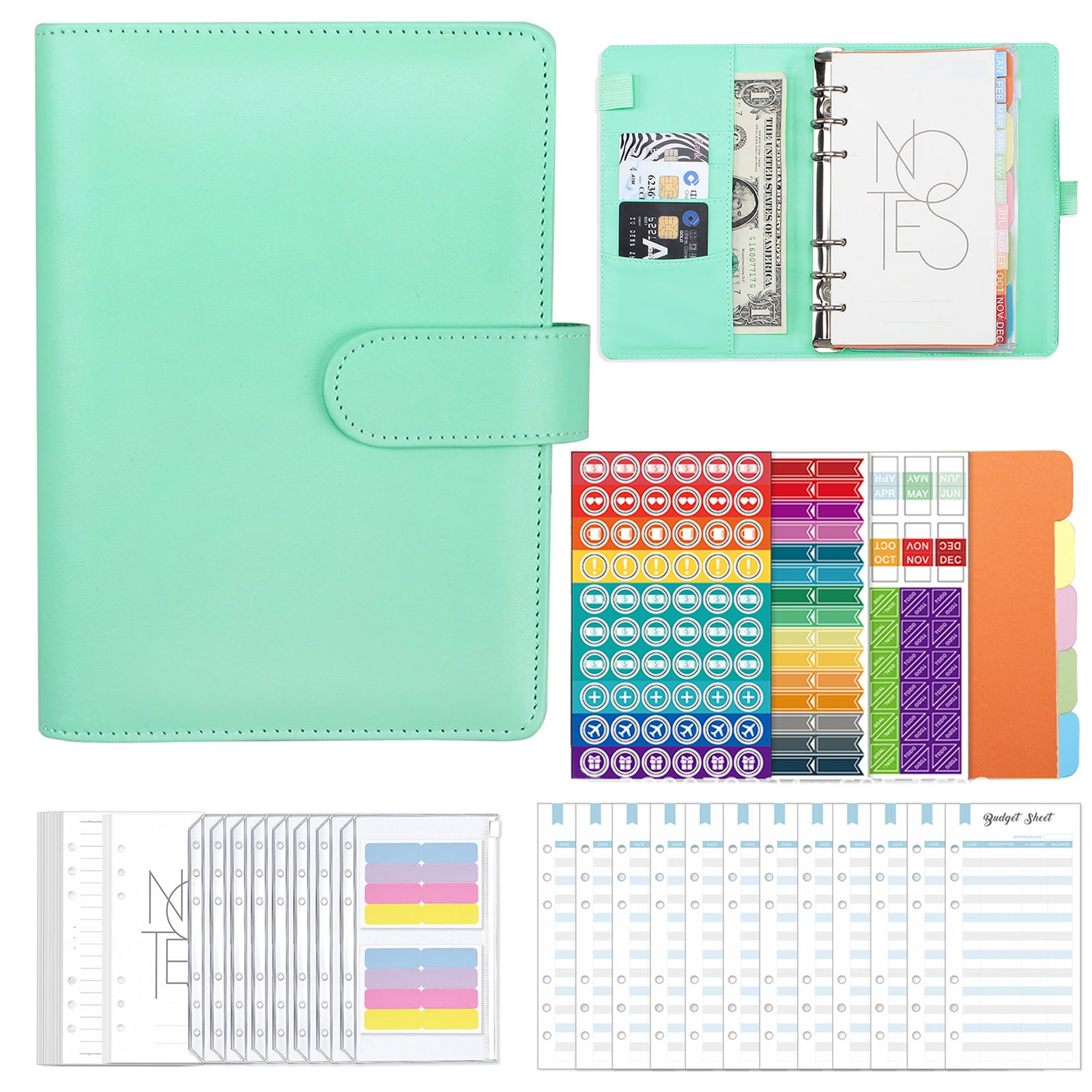 Budget Binder, A6 Budget Planner With Zipper Envelopes & Expense Sheets 