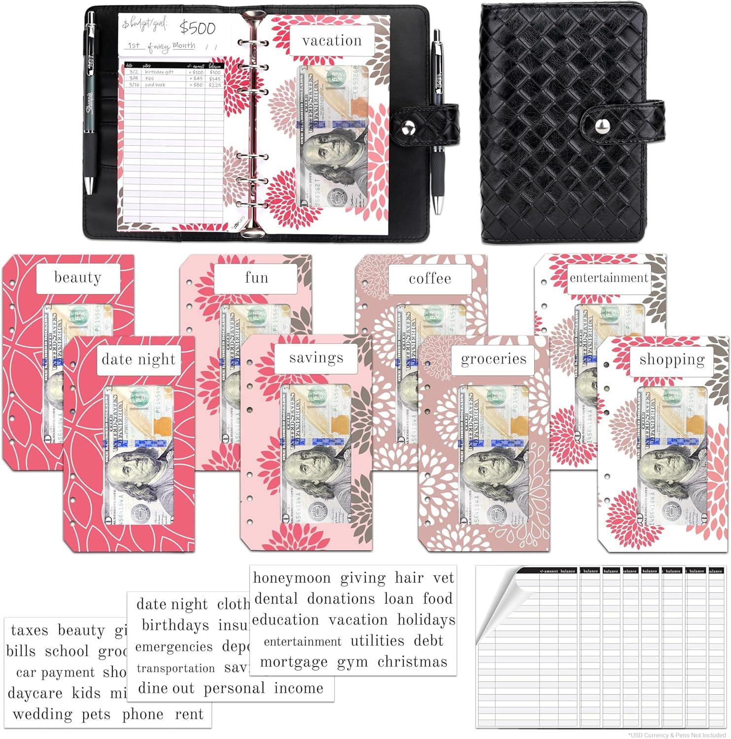 Budget Binder Kit | 8 Premium Cardstock Binder Envelopes w/Clear Window ...