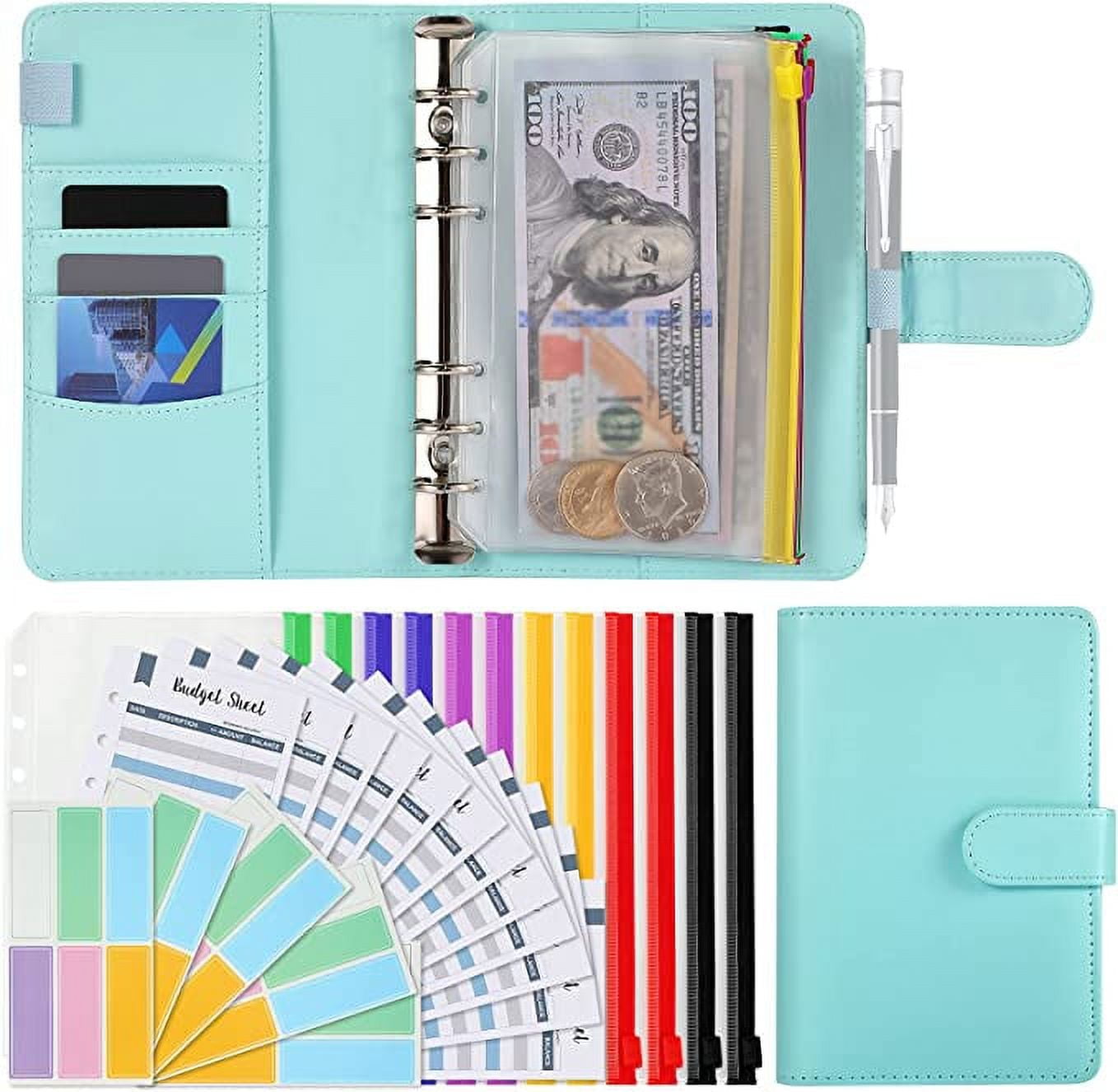 Source A6 Budget Binder PU Leather Money Organizer for Cash Budget Wallet  Bills Coupon Notebook Cover with 12 Zipper Envelopes for Bud on  m.