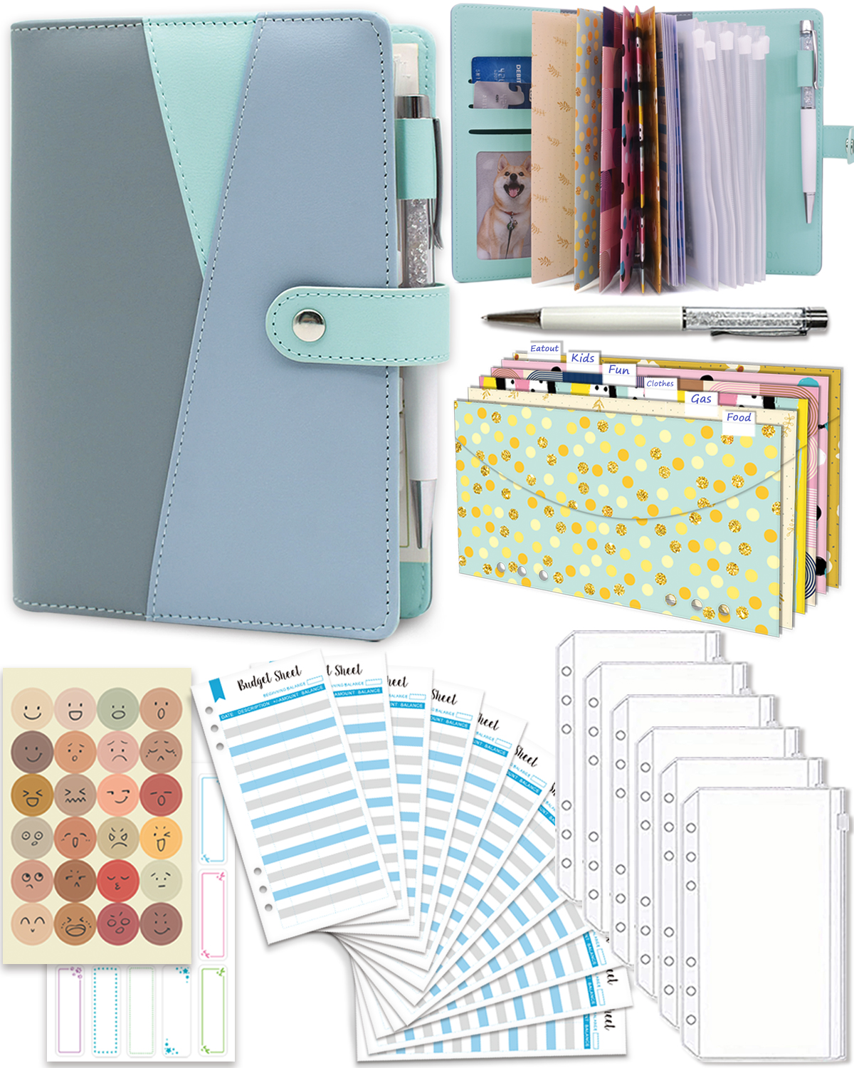 A6 PU Leather Notebook Binder,Mini Binder Refillable Paper with Pretty