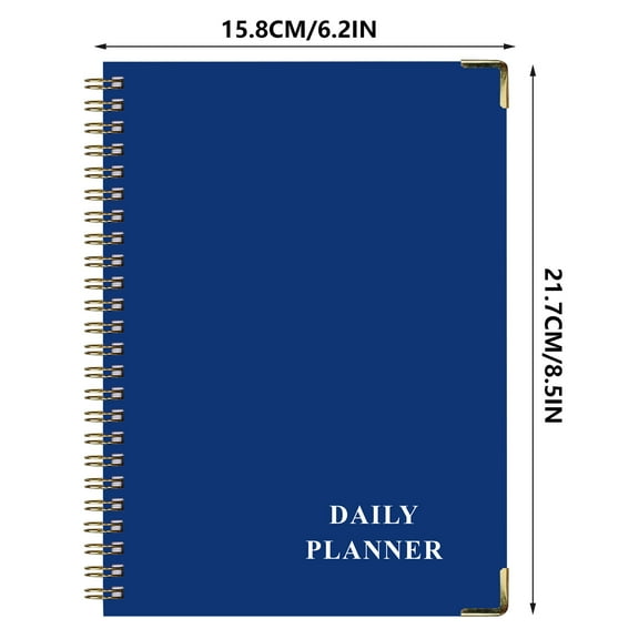 Budget Book Notebook with Coil Binding and Strap for Financial Planning, Self-discipline, Check-in, Navy Blue, 1 Pc