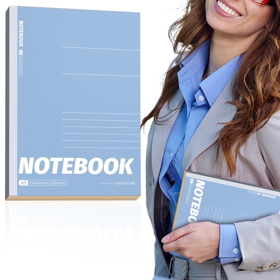 Budget Friendly A5 Lined Composition Notebook, 5.51 x 8.21 Inch Light Blue Hardcover Journal Notebook, 40 Sheets 80 Pages Lined Notepad for Daily Notes, Business & Outdoor Travel