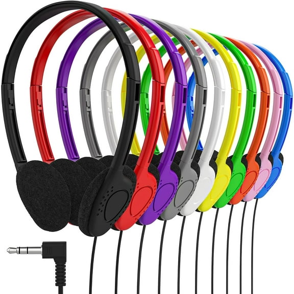 Budget-Friendly Classroom Headphones – 10 Pack On-Ear Wired Headsets for Daily Educational Use
