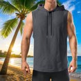 thumbnail image 1 of Budget-Friendly! Luxalzxs Hooded Shirts for Men Solid Color Sleeveless Drawstring Cut Off T-Shirts Summer Casual Loose Fit Breathable Gym Muscle Sweatshirts, 1 of 7