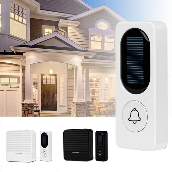 Budget-Friendly,Smart Wireless Doorbell Kit With Solar Powered Button And Plug-In Chime For Household,4- Volume,Vsgery,Black