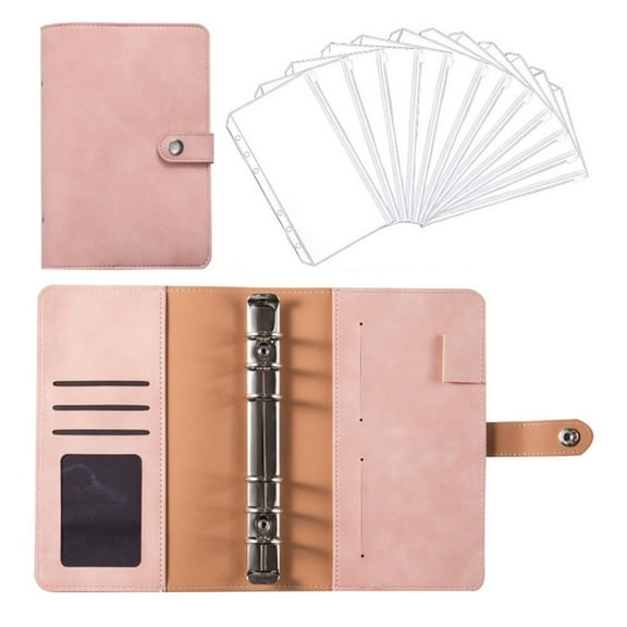 Budget Planner Binder; Leather Notebook Folder; Zipper Binder Pockets; Portable Cash Envelope System