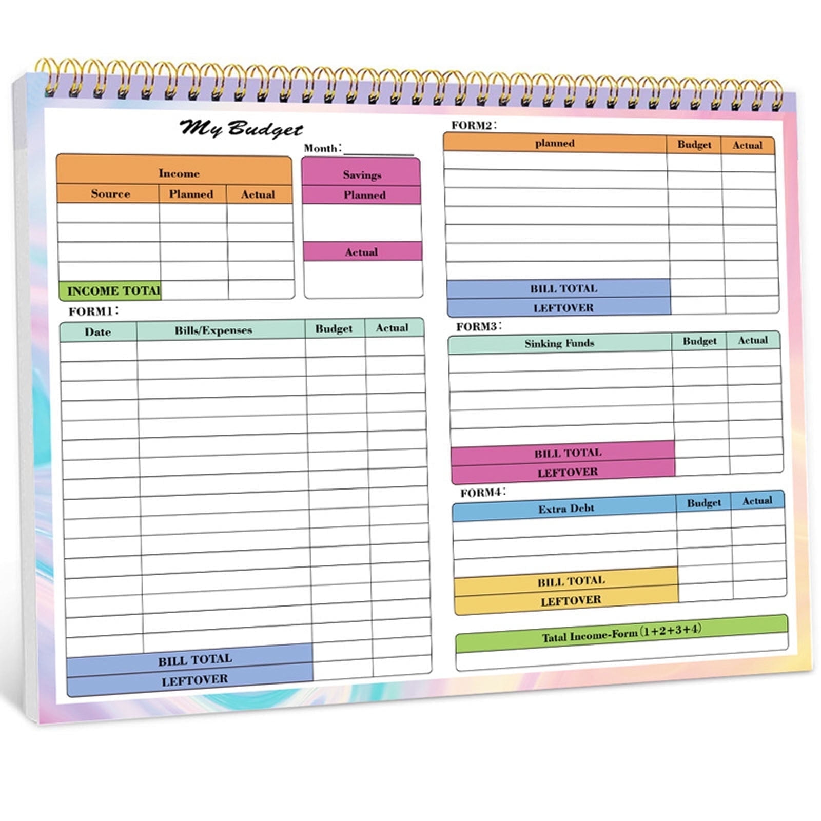 Budget Planner, Monthly Budget Book Bill Organizer, Undated