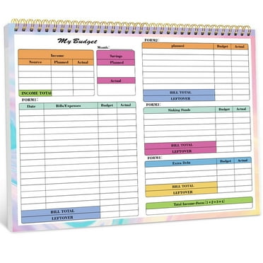 Budget Planner, Monthly Budget Book Bill Organizer, Undated Home Finance Money Expense Saving Debt Tracker Notebook, Spiral Design, 1 Year