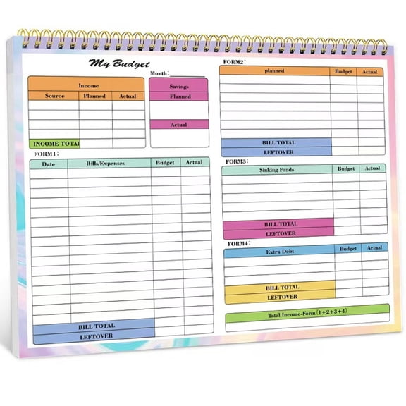 Undated Spiral Budget Planner Notebook with Single Monthly Budget Page, 100 Thick Paper Expense Saving Tracker for Home Finance