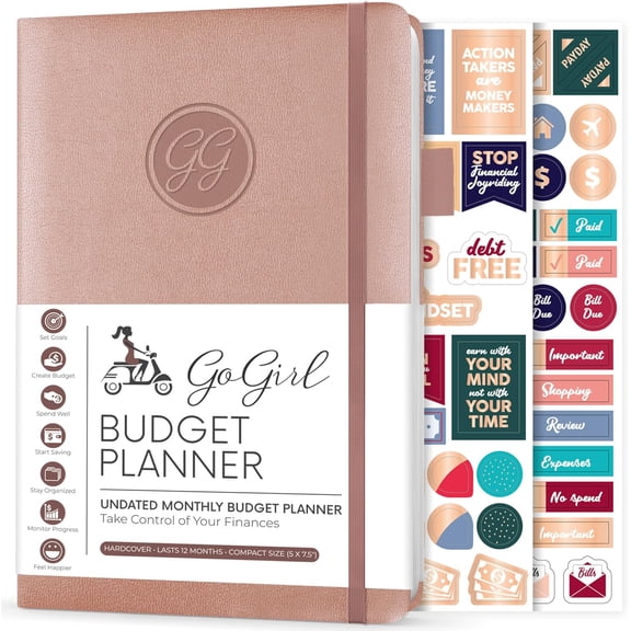 Budget Planner  Monthly Financial Planner Organizer Budget Book. Expense Tracker Notebook Journal to Control Money, Compact (Rose Gold)
