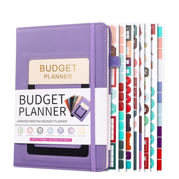 Budget Planner Notebook With Expense Tracker, Financial Organizer And Journal A5 Hardcover, Includes One Planner Notebook And Eight Sticker Sheets