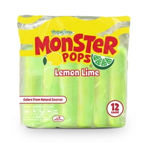 Budget Saver Monster Pops, Lemon Lime, 12 Count, Frozen Popsicles with Natural Colors