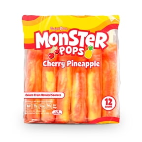 Budget Saver Monster Pops, Cherry Pineapple, 12 Count, Frozen Popsicles with Natural Colors