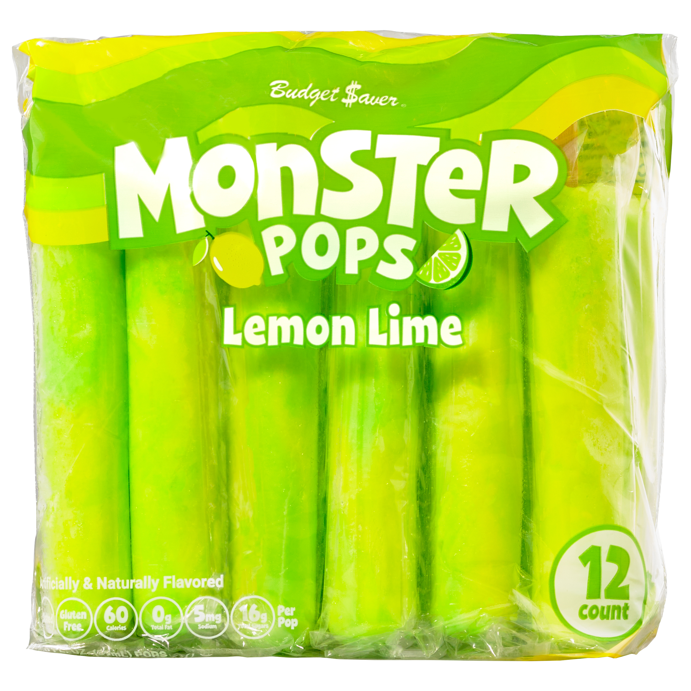 Budget Saver Slushed Lemon-Lime Monster Pops, 12 Ct - image 1 of 6