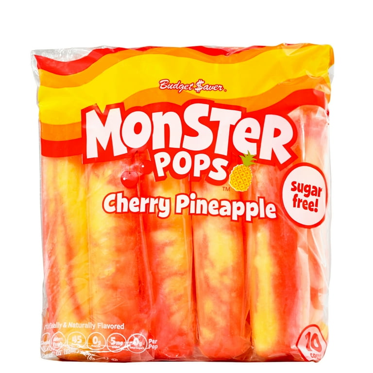 Budget Saver Sugar Free Cherry Pineapple Monster Pops, 3 fl oz, 10