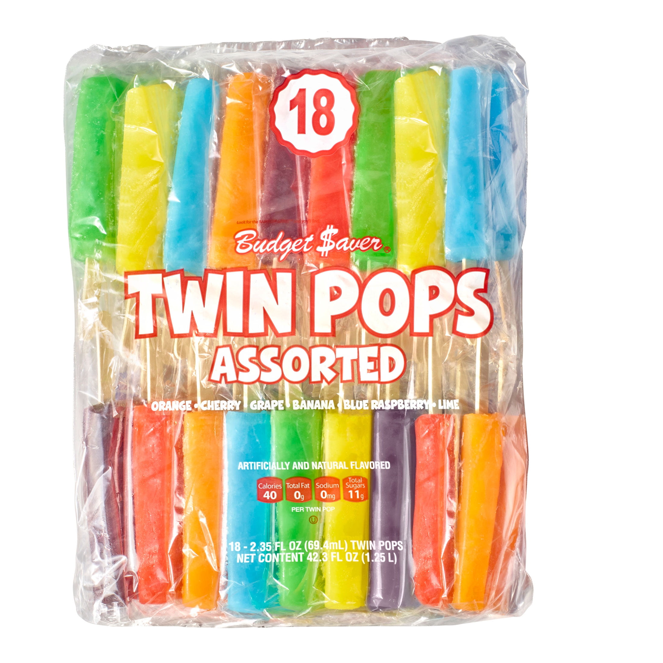 Budget Saver Twin Pops Assorted, 18 Count