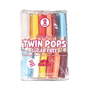 Budget Saver Sugar Free Twin Pops, Assorted Flavors, 12 Count, Popsicles with Natural Colors