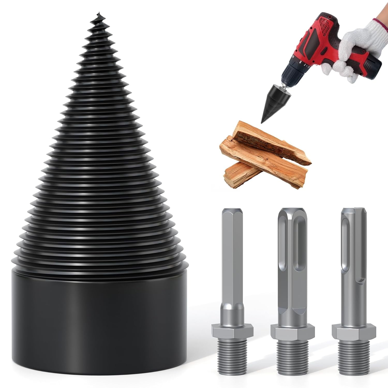 Budget Wood Splitter Drill Bit, Log Splitter for Firewood, Heavy Duty Drill Attachment, 32/42/50mm