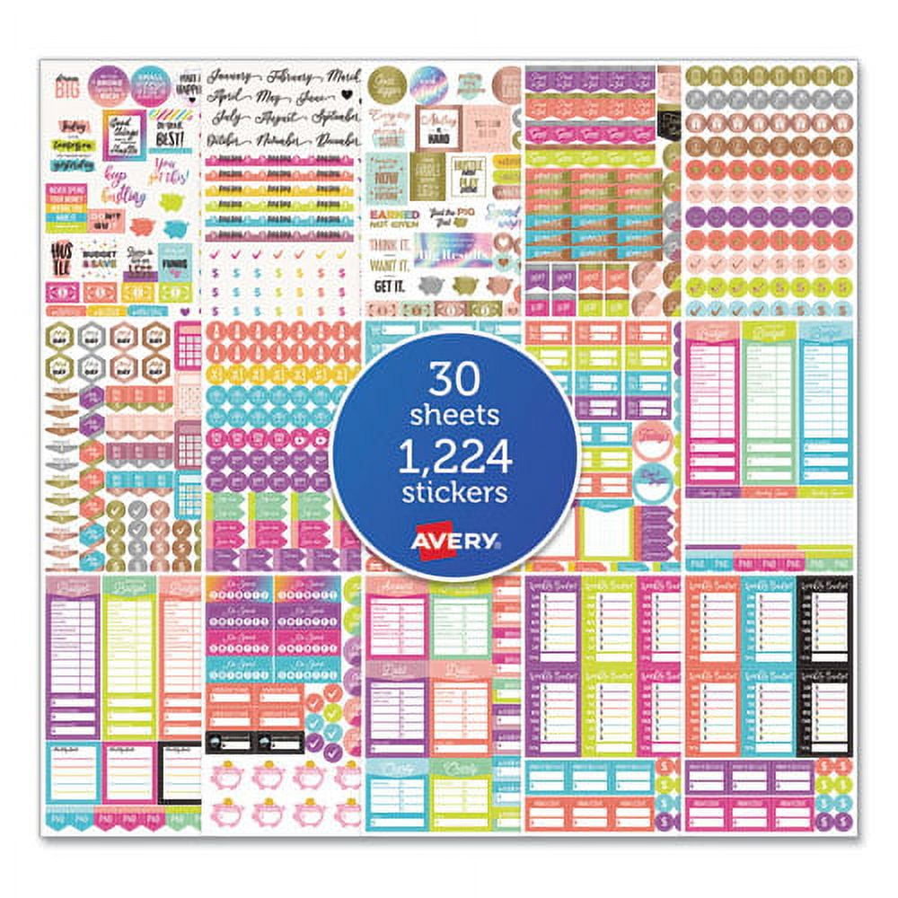 Budgeting Planner Stickers, Budget Theme, Assorted Colors, 1,224/pack | Bundle of 2 Packs