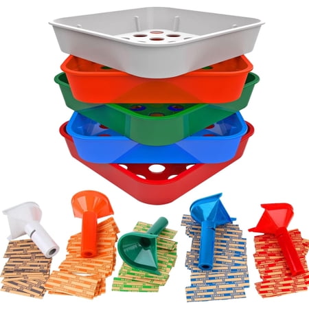 Budgetizer 5 Coin Sorting Trays & Counting Tubes with 110 Assorted Roll Wrappers, Color-Coded