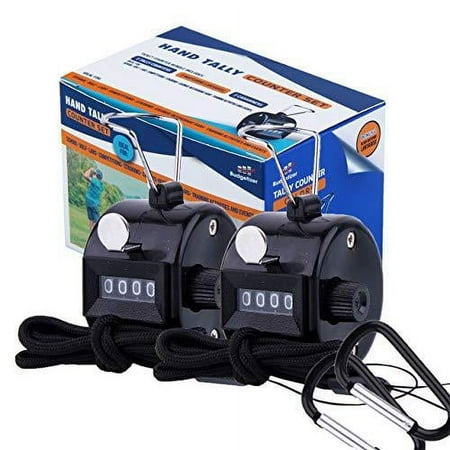 Budgetizer Corp Hand Pitch Tally Counter Clicker, 2 Dial, 2 Pack, Black, Manual Mechanical